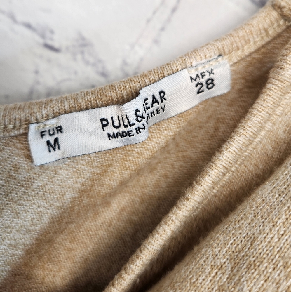 Pull Bear/ Cold Shoulder Tan Tunic Or Mini Dress - Picture 2 of 6